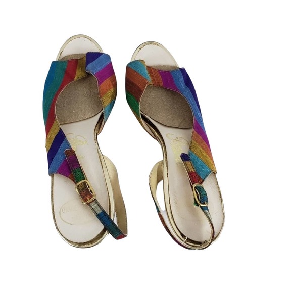 Paulette Rainbow Slingback Heel Peep Toe 7M - Picture 7 of 8